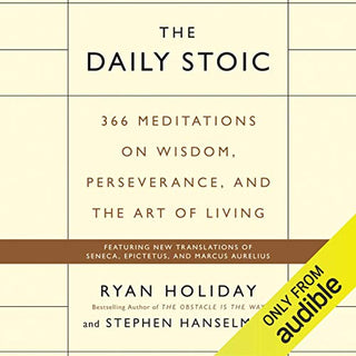 The Daily Stoic cover with yellow Audible banner.