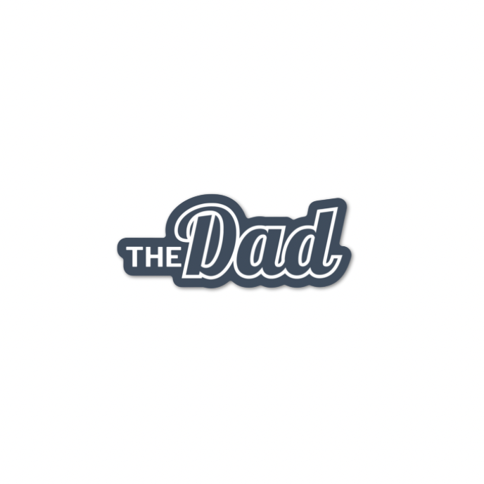 Die Cut Sticker white text on a blue background "THE Dad"