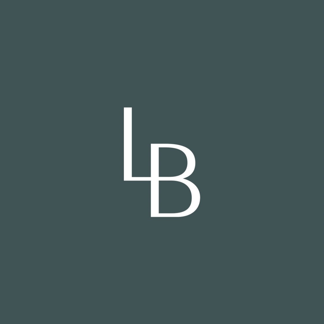 Lalabu stacked "LB" logo white letters on a green background