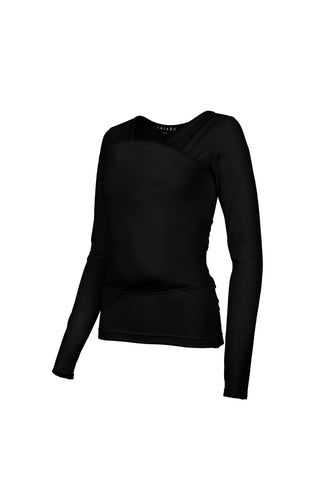 Black long sleeve Soothe Shirt with a front pouch for wearing a newborn.